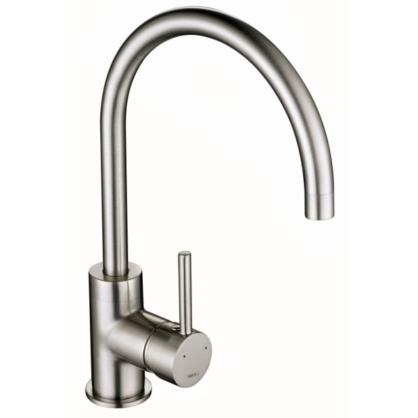 Courbe Curved Spout Kitchen Tap - Brushed Steel